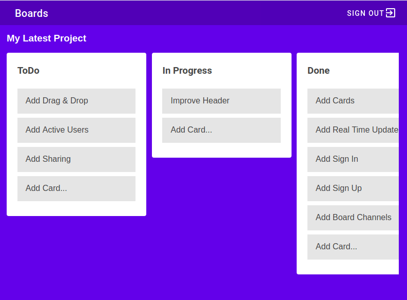 Portfolio project: Trello